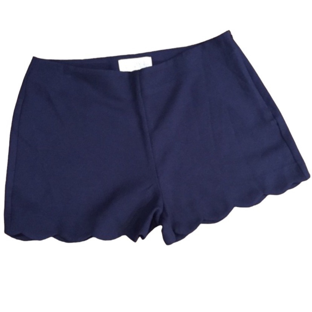 Sweet Wanderer Side Zip Navy Scalloped Hem Shorts Large